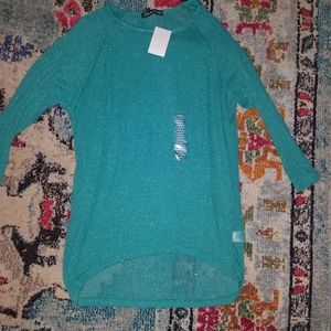 New turquoise metallic shimmer Sweater